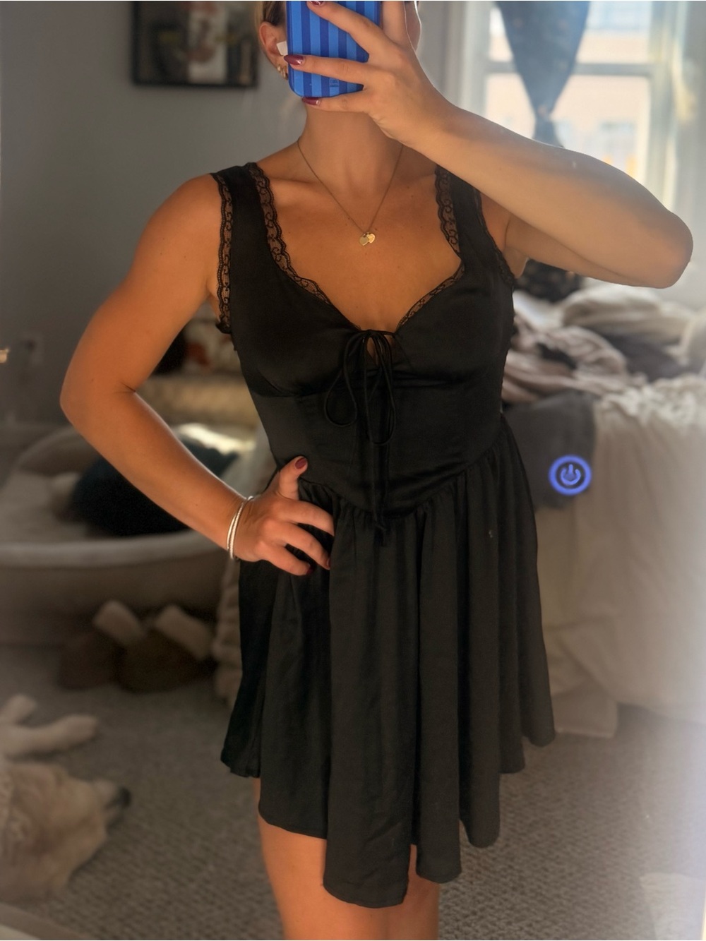 Trendy & Tipsy black satin dress
